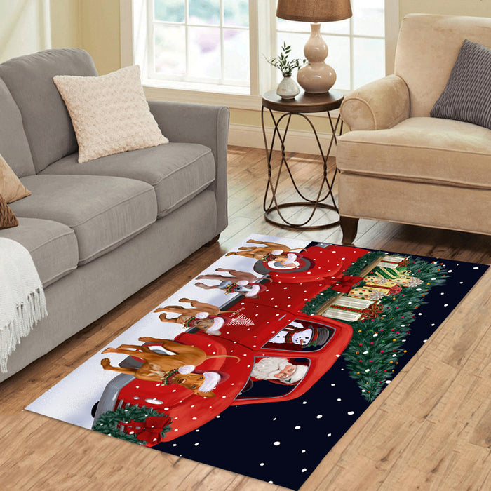 Christmas Express Delivery Red Truck Running Pharaoh Hound Dogs Polyester Area Rug ARUG63023