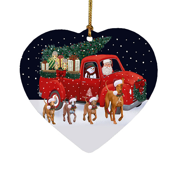 Christmas Express Delivery Red Truck Running Pharaoh Hound Dogs Heart Christmas Ornament RFPOR58108