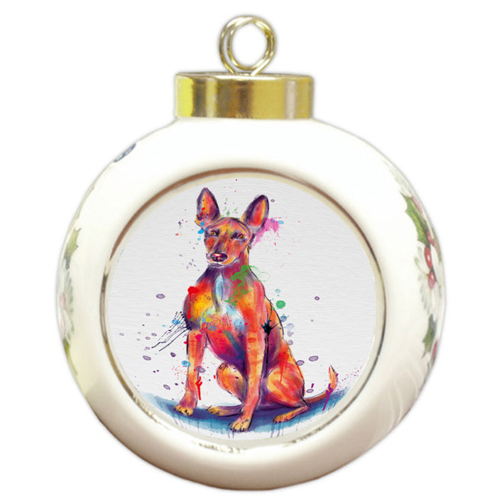 Watercolor Pharaoh Hound Dog Round Ball Christmas Ornament RBPOR58778