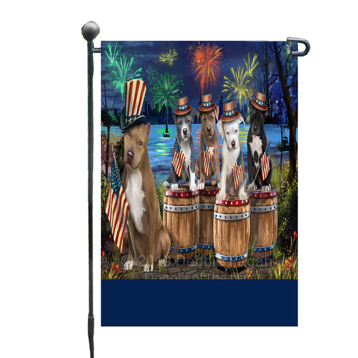 Personalized 4th of July Firework Pit Bull Dogs Custom Garden Flags GFLG-DOTD-A58015