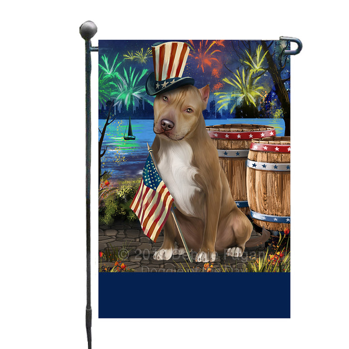 Personalized 4th of July Firework Pit Bull Dog Custom Garden Flags GFLG-DOTD-A58016
