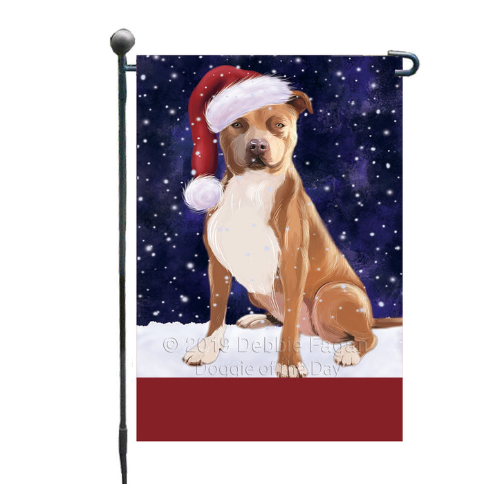 Personalized Let It Snow Happy Holidays Pit Bull Dog Custom Garden Flags GFLG-DOTD-A62390