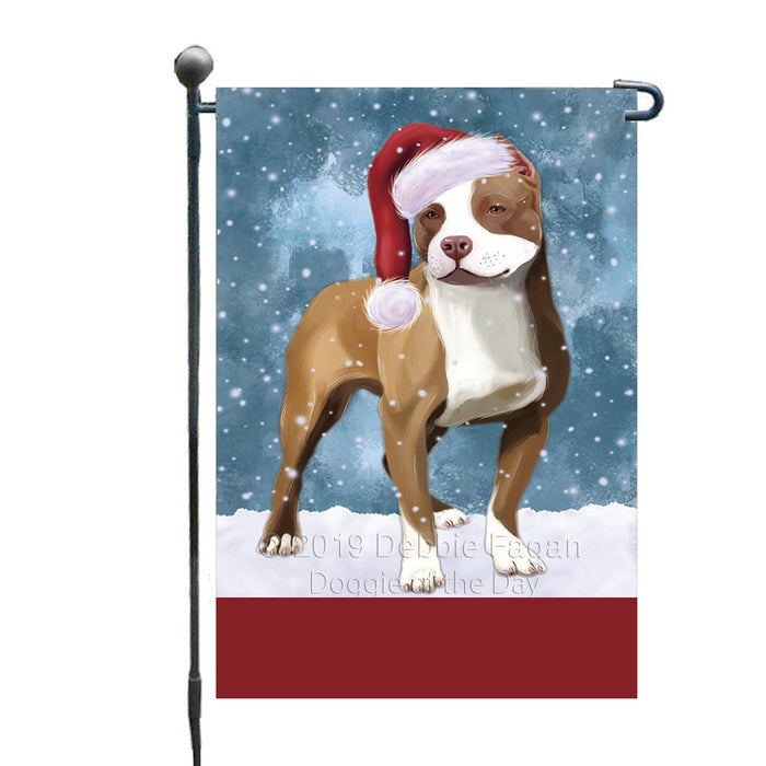 Personalized Let It Snow Happy Holidays Pit Bull Dog Custom Garden Flags GFLG-DOTD-A62392