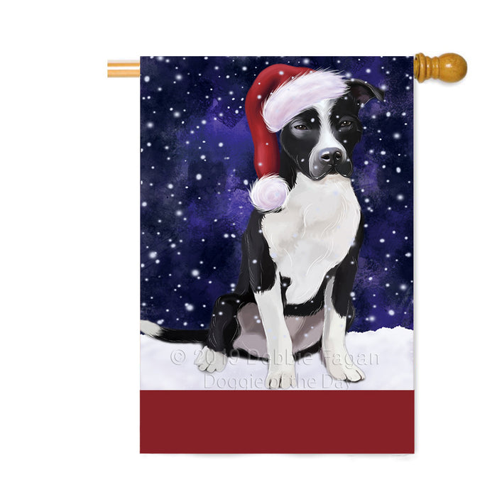 Personalized Let It Snow Happy Holidays Pit Bull Dog Custom House Flag FLG-DOTD-A62450