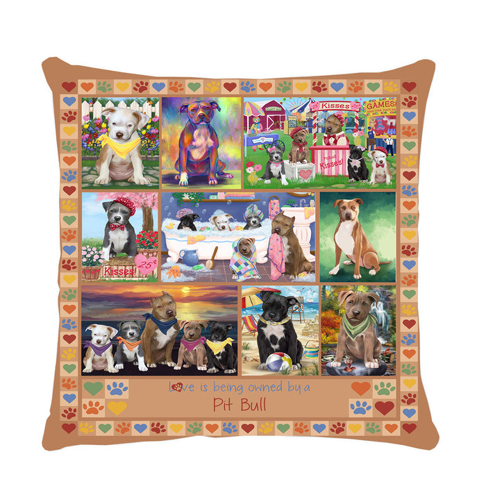 Love is Being Owned Pit Bull Dog Beige Pillow PIL84932