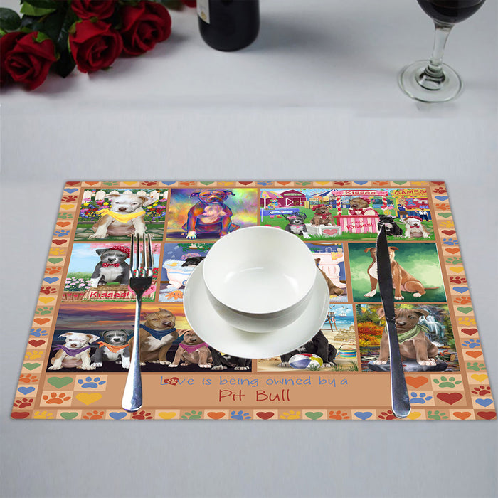 Love is Being Owned Pit Bull Dog Beige Placemat