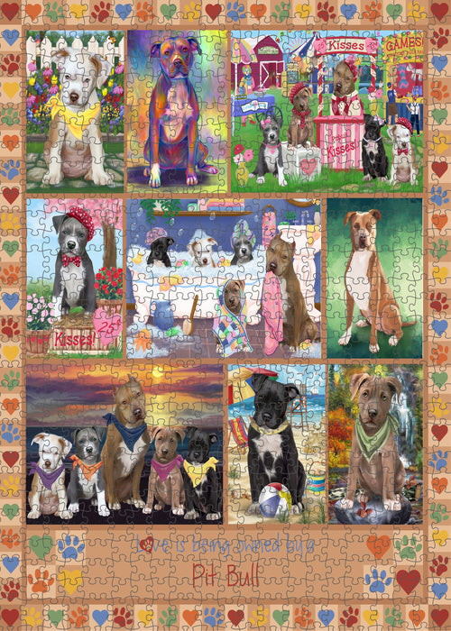 Love is Being Owned Pit Bull Dog Beige Puzzle with Photo Tin PUZL98548