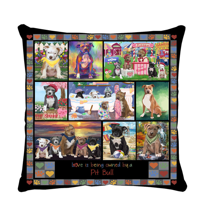 Love is Being Owned Pit Bull Dog Grey Pillow PIL84936