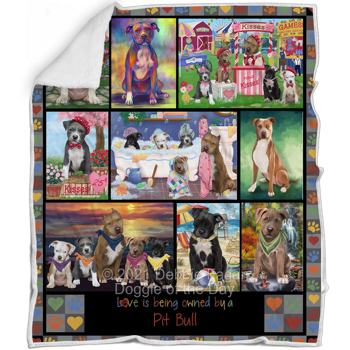Love is Being Owned Pit Bull Dog Grey Blanket BLNKT137703