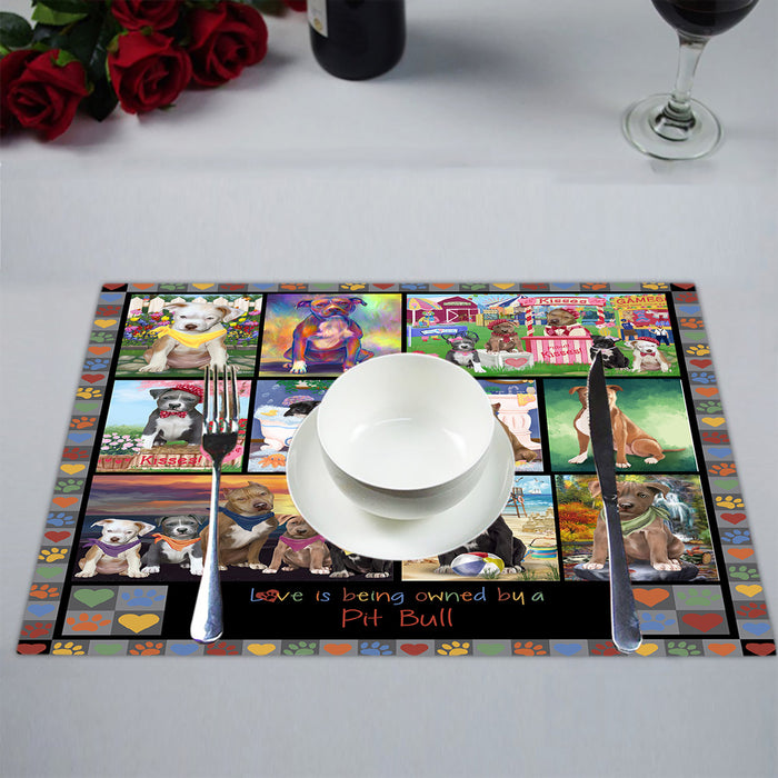 Love is Being Owned Pit Bull Dog Grey Placemat