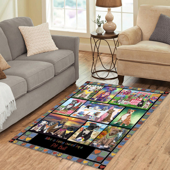 Love is Being Owned Pit Bull Dog Grey Area Rug