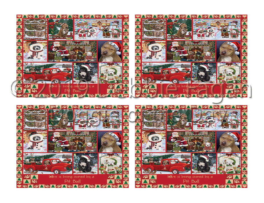 Love is Being Owned Christmas Pit Bull Dogs Placemat