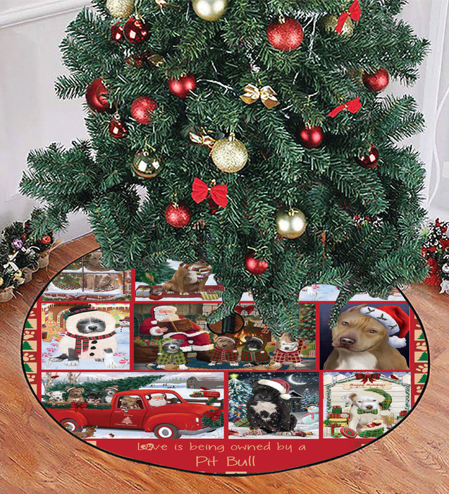 Love is Being Owned Christmas Pit Bull Dogs Tree Skirt
