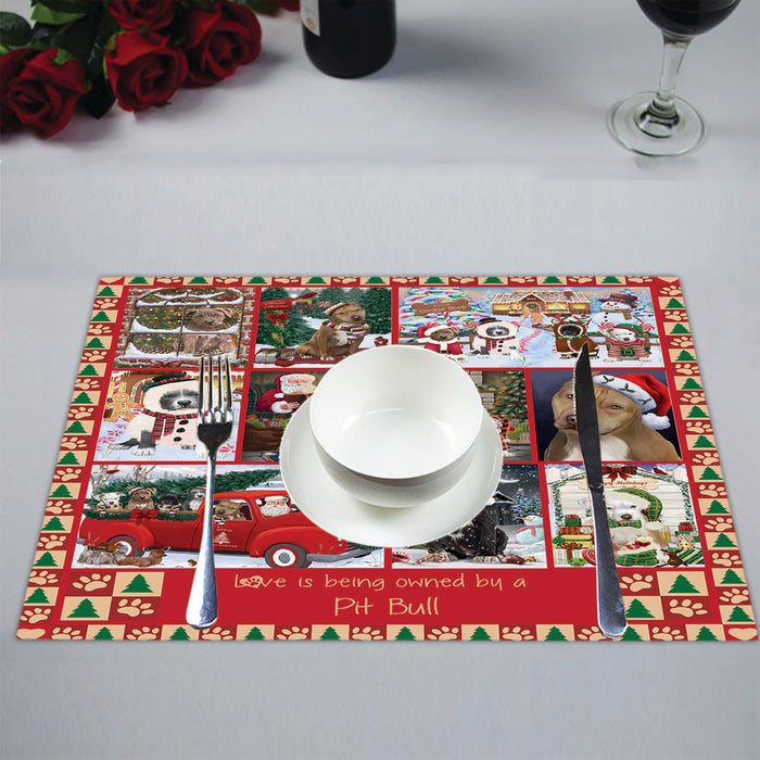Love is Being Owned Christmas Pit Bull Dogs Placemat