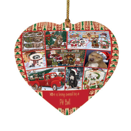 Love is Being Owned Christmas Pit Bull Dogs Heart Christmas Ornament HPOR57869