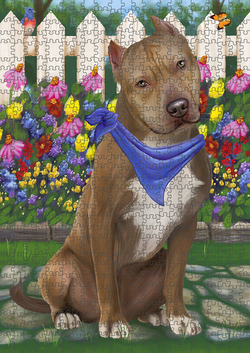 Spring Floral Pit Bull Dog Puzzle with Photo Tin PUZL54465