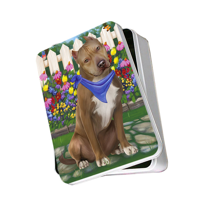 Spring Floral Pit Bull Dog Photo Storage Tin PITN50195