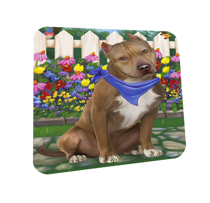 Spring Floral Pit Bull Dog Coasters Set of 4 CST50154