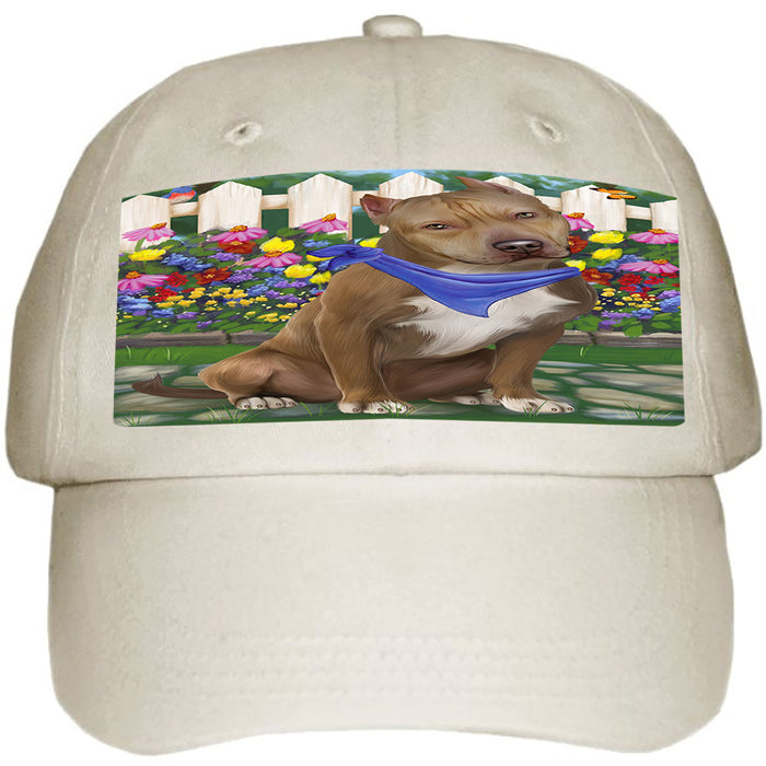 Spring Floral Pit Bull Dog Ball Hat Cap HAT54336