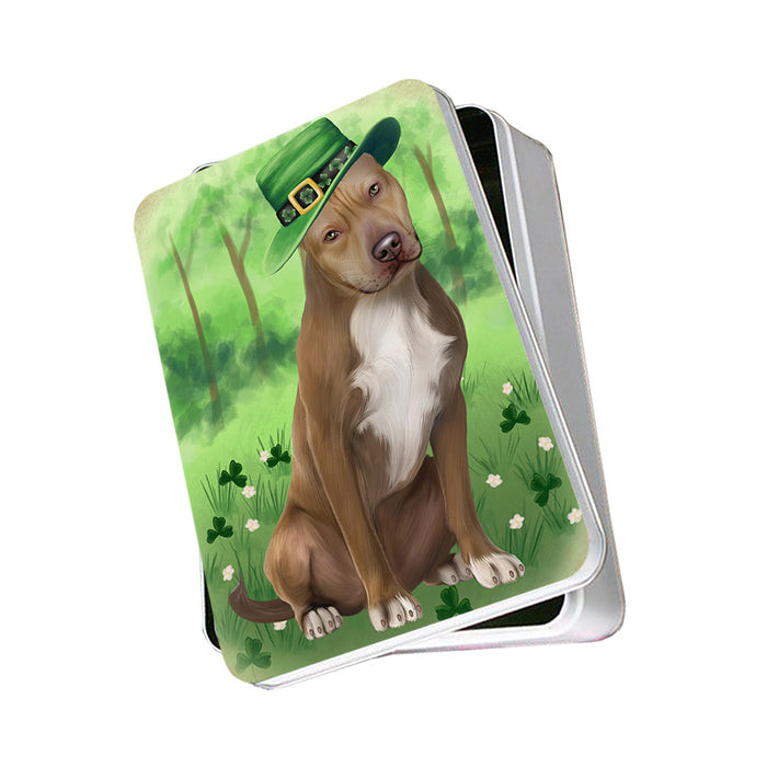 St. Patricks Day Irish Portrait Pit Bull Dog Photo Storage Tin PITN49341