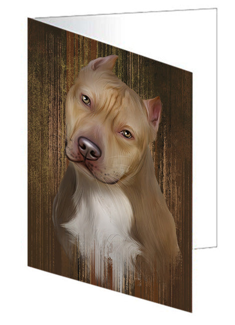 Rustic Pit bull Dog Handmade Artwork Assorted Pets Greeting Cards and Note Cards with Envelopes for All Occasions and Holiday Seasons GCD55391