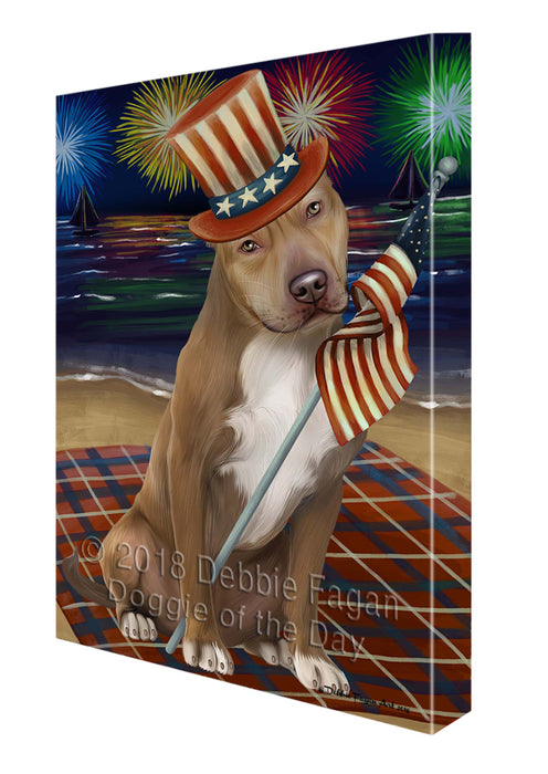 4th of July Independence Day Firework Pit Bull Dog Canvas Wall Art CVS56244