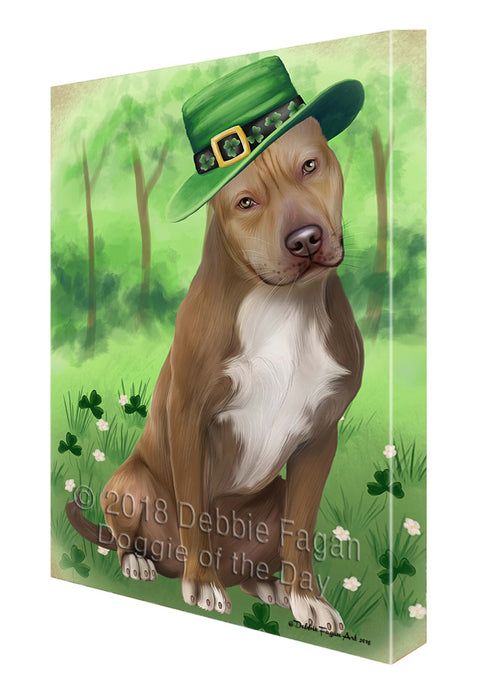 St. Patricks Day Irish Portrait Pit Bull Dog Canvas Wall Art CVS58962