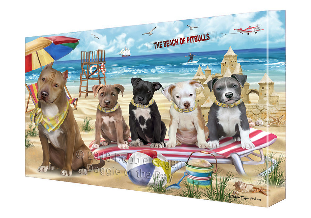 Pet Friendly Beach Pit Bulls Dog Canvas Wall Art CVS53004