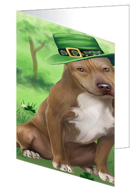 St. Patricks Day Irish Portrait Pit Bull Dog Handmade Artwork Assorted Pets Greeting Cards and Note Cards with Envelopes for All Occasions and Holiday Seasons GCD52052