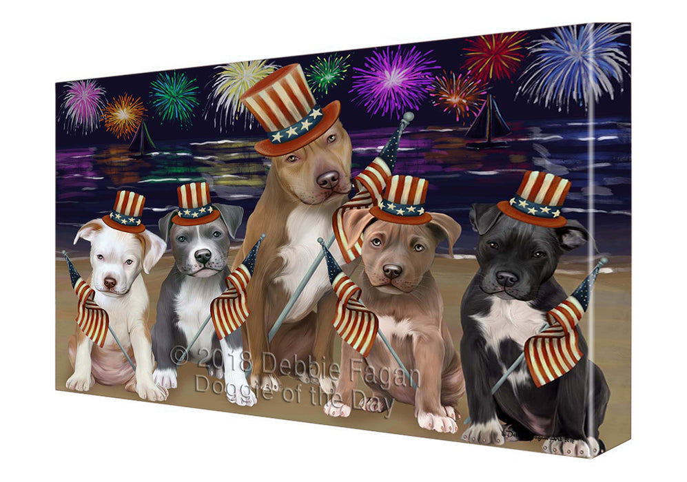4th of July Independence Day Firework Pit Bulls Dog Canvas Wall Art CVS56253