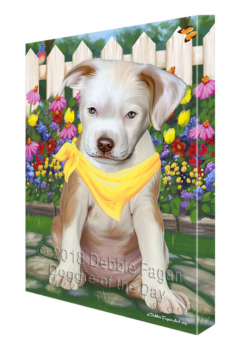 Spring Floral Pit Bull Dog Canvas Wall Art CVS68038