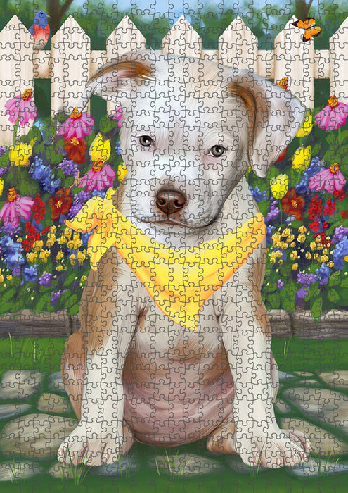 Spring Floral Pit Bull Dog Puzzle with Photo Tin PUZL54468