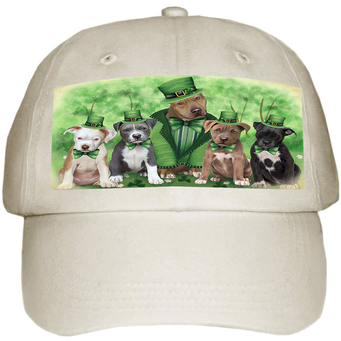 St. Patricks Day Irish Family Portrait Pit Bulls Dog Ball Hat Cap HAT51759