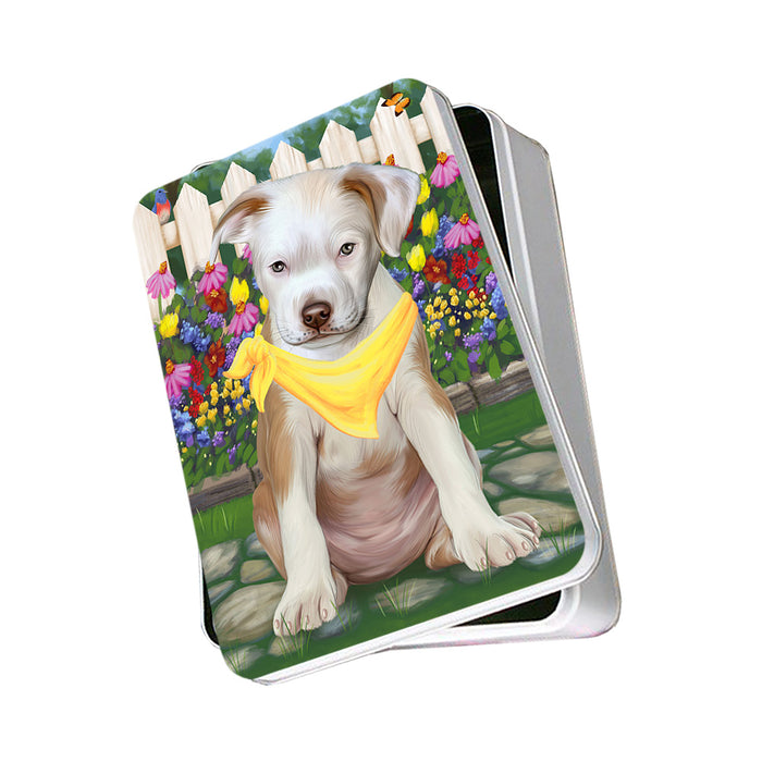 Spring Floral Pit Bull Dog Photo Storage Tin PITN50196