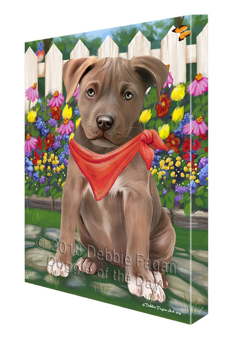 Spring Floral Pit Bull Dog Canvas Wall Art CVS68047
