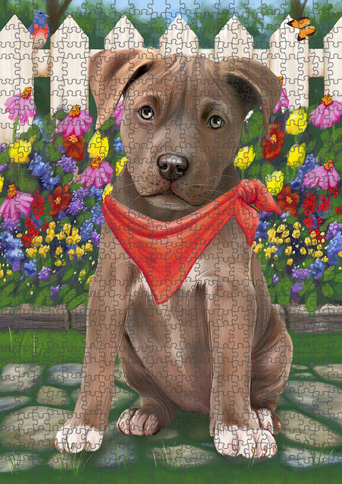 Spring Floral Pit Bull Dog Puzzle with Photo Tin PUZL54471