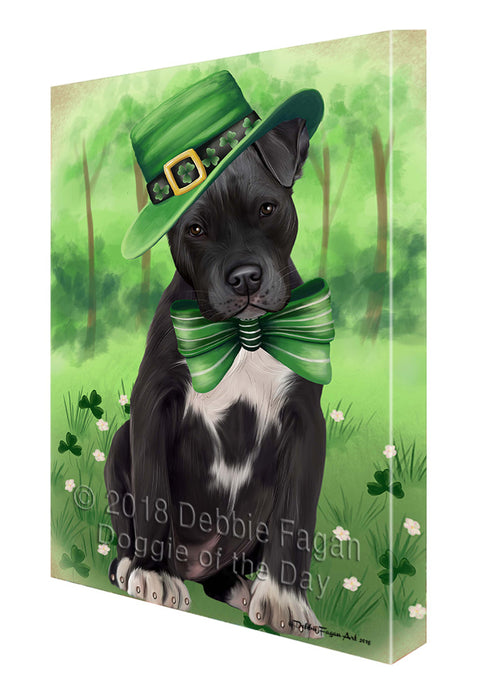 St. Patricks Day Irish Portrait Pit Bull Dog Canvas Wall Art CVS58980
