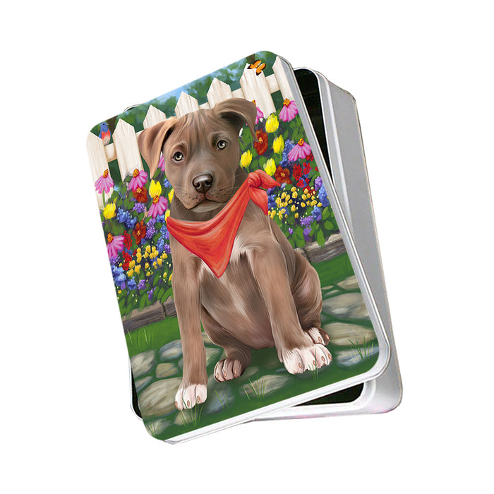 Spring Floral Pit Bull Dog Photo Storage Tin PITN50197