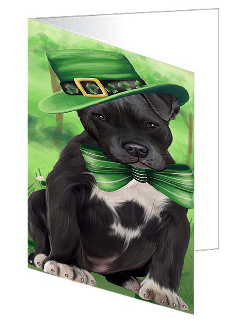 St. Patricks Day Irish Portrait Pit Bull Dog Handmade Artwork Assorted Pets Greeting Cards and Note Cards with Envelopes for All Occasions and Holiday Seasons GCD52058