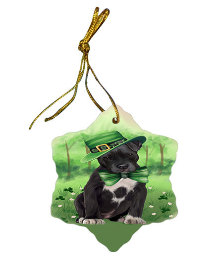 St. Patricks Day Irish Portrait Pit Bull Dog Star Porcelain Ornament SPOR49335