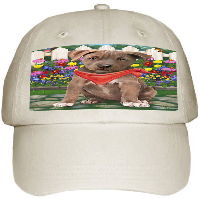 Spring Floral Pit Bull Dog Ball Hat Cap HAT54342