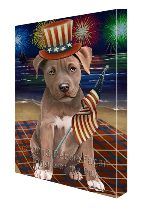 4th of July Independence Day Firework Pit Bull Dog Canvas Wall Art CVS56262