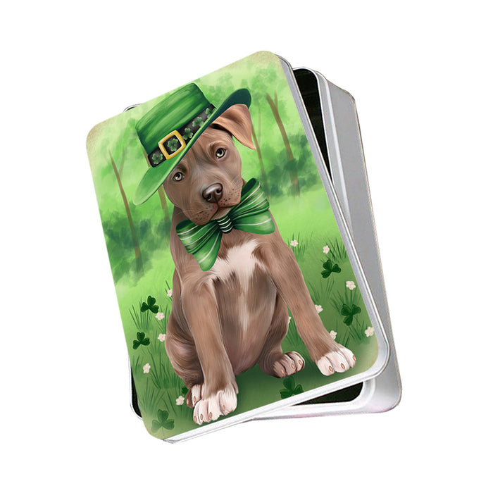 St. Patricks Day Irish Portrait Pit Bull Dog Photo Storage Tin PITN49344