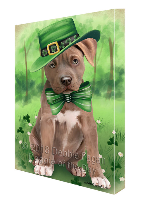 St. Patricks Day Irish Portrait Pit Bull Dog Canvas Wall Art CVS58989