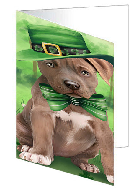 St. Patricks Day Irish Portrait Pit Bull Dog Handmade Artwork Assorted Pets Greeting Cards and Note Cards with Envelopes for All Occasions and Holiday Seasons GCD52061