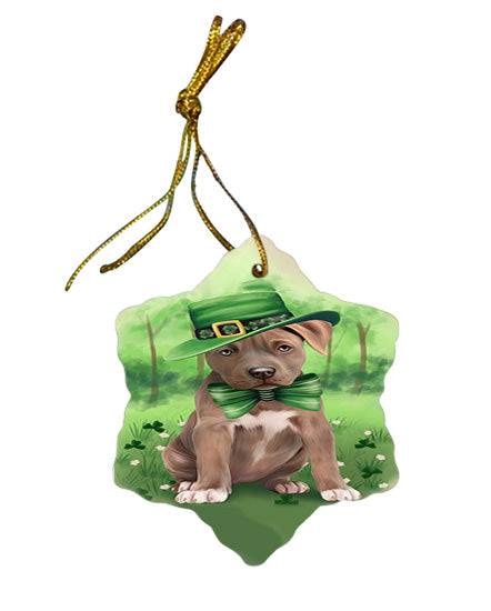 St. Patricks Day Irish Portrait Pit Bull Dog Star Porcelain Ornament SPOR49336
