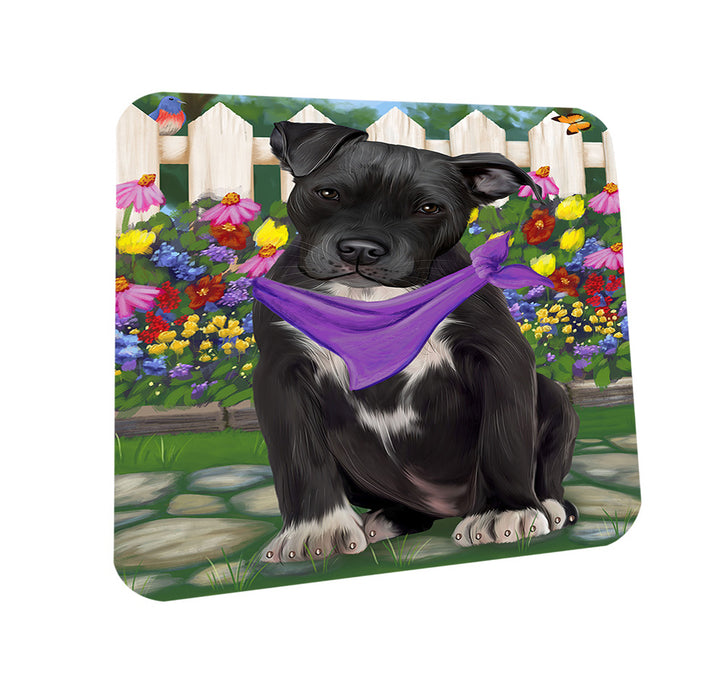 Spring Floral Pit Bull Dog Coasters Set of 4 CST50157