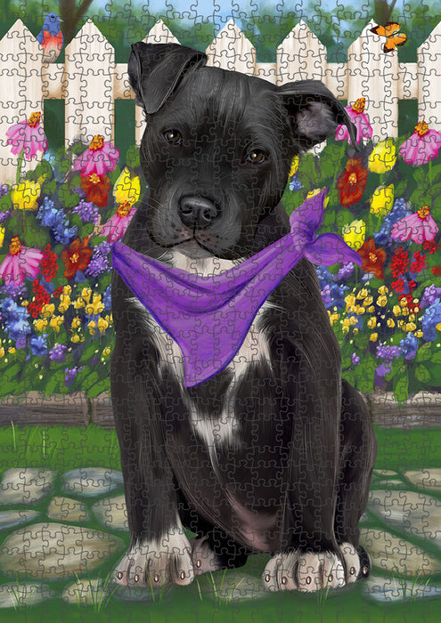 Spring Floral Pit Bull Dog Puzzle with Photo Tin PUZL54474