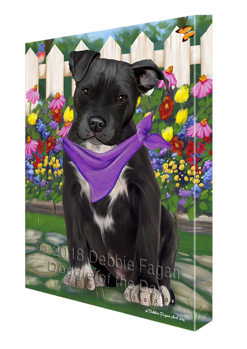 Spring Floral Pit Bull Dog Canvas Wall Art CVS68056