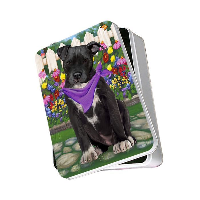 Spring Floral Pit Bull Dog Photo Storage Tin PITN50198